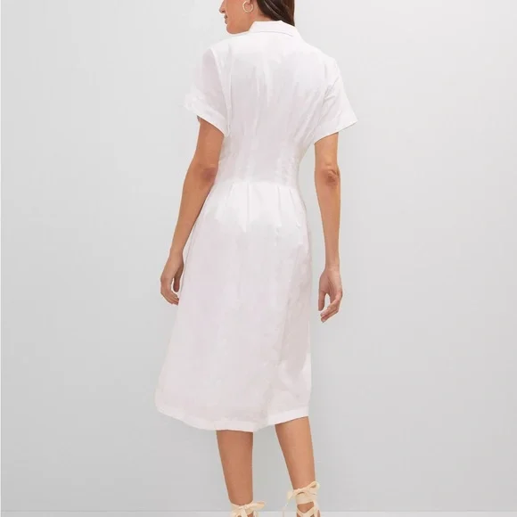 Ann Taylor Weekend White Pleated Midi Shirtdress - Picture 2 of 3